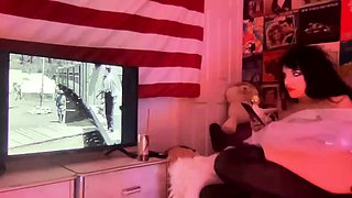Stacked brunette goes solo toys and masturbation