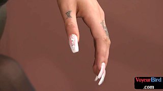 Voyeur office whore giving JOI to visitor