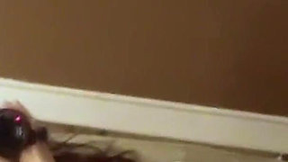 Busty Brunette Films Herself - Fingering in the Bathroom Mirror