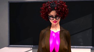 Redhead futa teacher and her student having anal sex