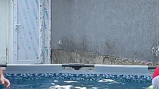 Three Guys Fucked a Sexy Girlfriend After a Pool Party - She Loves It When Cum Runs Down Her Face