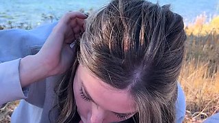 Czech amateur blowjob and fucking POV in public