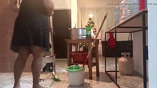 My Fat Wife Cleaning The House - Homemade Latina MILF with Big Ass