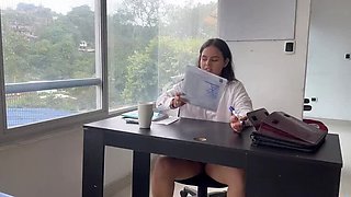 Amateur Colombian MILF Teacher Fucked Hard in Class - Creampie & Squirting POV