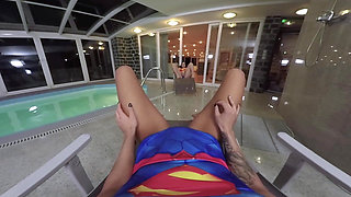 Cutie Plays with Her Lesbian Girlfriend Near Pool