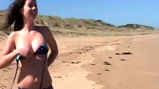 Lewd brunette ashley storm jerks big cock outdoor