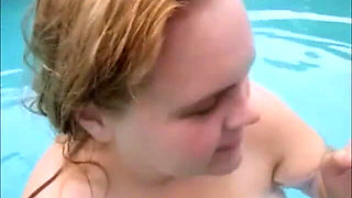 Sucking Smooth Dick in Pool & Swallowing Cum Load