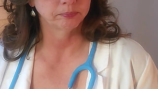 Full Scene! a Sexy Mature MILF Doctor Examines a Young Man and His Curved Cock
