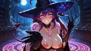 Sexy Witch's Power Ritual: Sparks on Clit, Aerial Ride and Magical Internal Cumshot!