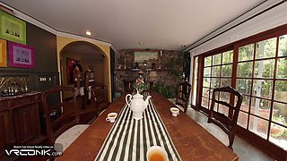 VR Conk: 2 Marvelous Stunners Mikasa and Historia Fellate a Meaty Fuck-stick in AOT FFM Costume play Parody