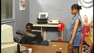 Slut takes dick in her mouth and gets ass and twat boned then face cum splashed