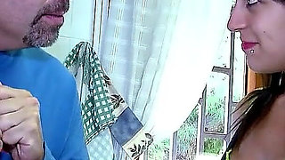 Step dad with big cock fucks skinny teen Gabrielle in the kitchen