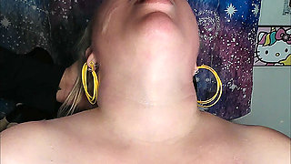 BBW Roommate Submits to Sloppy Rough Deepthroat Training 9 Inch Dildo