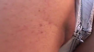 Young stud smacks chick on her phat ass and gets his hard cock sucked