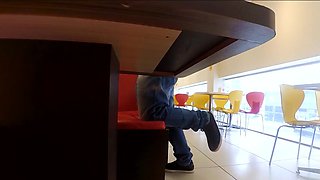 Hand job in a public cafe on a first-ever encounter