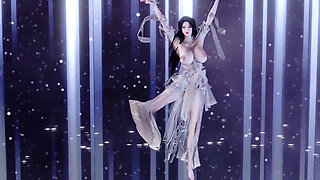 Ancient Style Hanfu Erotic Appeal Jiggling Breasts Bare Feet