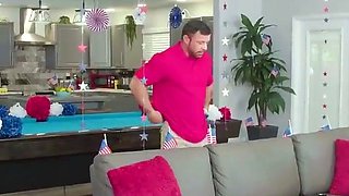 Busty teenager with a phat rump gives her stepdaddy a