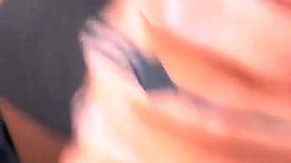 Sexy College Tattoed Babe with Perfect Ass Giving Blowjob