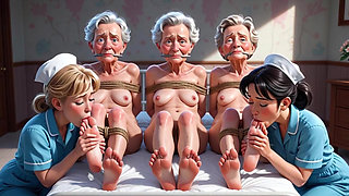 Nurses Lick Elderly Feet in Asylum - Grannies Having Intense Orgasms