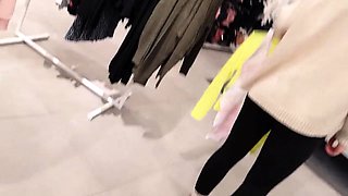 Blonde Teen's Public Undressing in a Store - Amateur Solo We