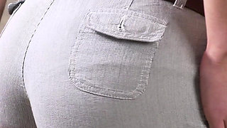 Amateur MILF in Tight Shorts and Full Back Panties Tease Visible Panty Line