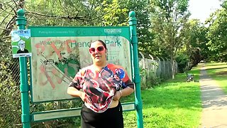 Short and thick brunette outdoor pissing and public flashing