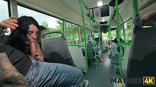 MATURE4K. Jumping on a cock in the bus