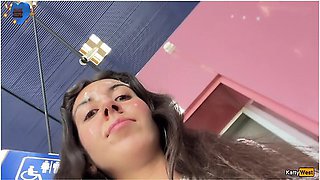 Katty West - Crazy Cumwalk In Big Airport Full Of People Risky Public Blowjob