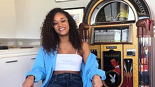 Curly black girl passion posing action