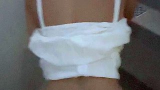 Big ass brunette babe sucks and tugs dick pov style