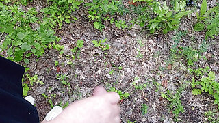 Mother-in-law sucks my dick in a public park and swallows hot cum