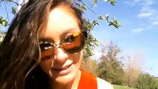 Outdoor anal solo and masturbating blonde
