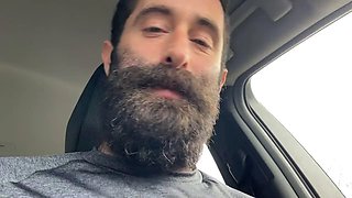 Hairy Hunk GuyWoof Strokes Cock in His Car