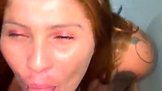 Married red-haired went into the studs's wc at the bar and gave fellatios to strangers.