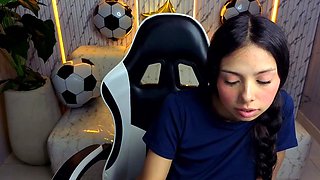 Sexy Asian Girl Teasing in Gaming Chair