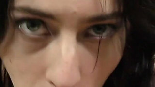 Hairy princess gets face fucked and facial on glasses