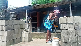 Sexy Village Girl Bath Outside the Compound