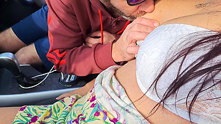 Amateur Wife Car Dogging. Picks up Strange Guy in Public.