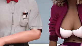 Sexbot Steph Route #1 Animated Porn Gameplay - Mixed Race Hottie Jerks off Nerd