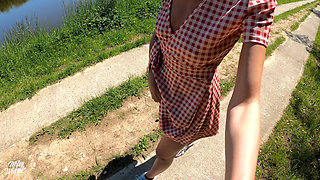 Horny Blonde with Plug in the Ass Gets It on the Canal!!