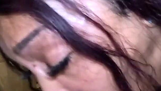 Pretty Mixed Ebony Gets Face Fucked and Creampied