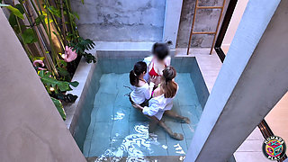 Asian Swinger Couples Swap Party - Pool Party, Girls Make Out First