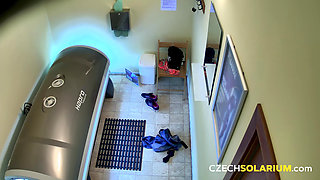 Czech Solarium 181: Ginger Young Woman Flashes Her Pussy in the Solarium