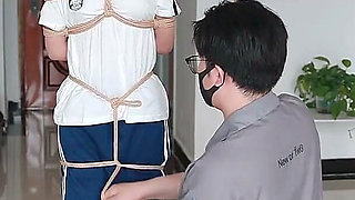 The Innocent Girlfriend Is Bound with Ropes in Her School Uniform