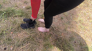 Ass and tit spanking in the woods