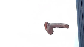 Toy Play - Dildo on the Window - Blowjob