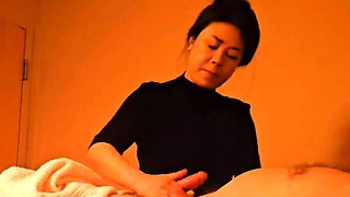 Amateur MILF handjob busty blonde wanks with enthusiasm