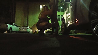 Thick BBW Wife in Lingerie in Public Hotel Parking Lot! Badblondiemonroe