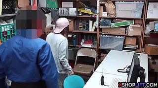 Shoplifting teen busted and fucked by a security guy