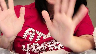Amateur young brunette enjoys dildo on solo masturbation